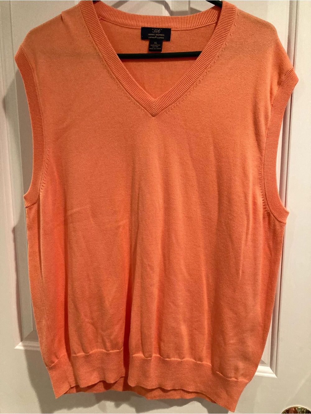 Brooks Brothers 346 Supima Cotton V-Neck Sweater Vest XL Orange Sleeveless